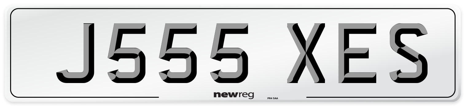 J555 XES Number Plate from New Reg